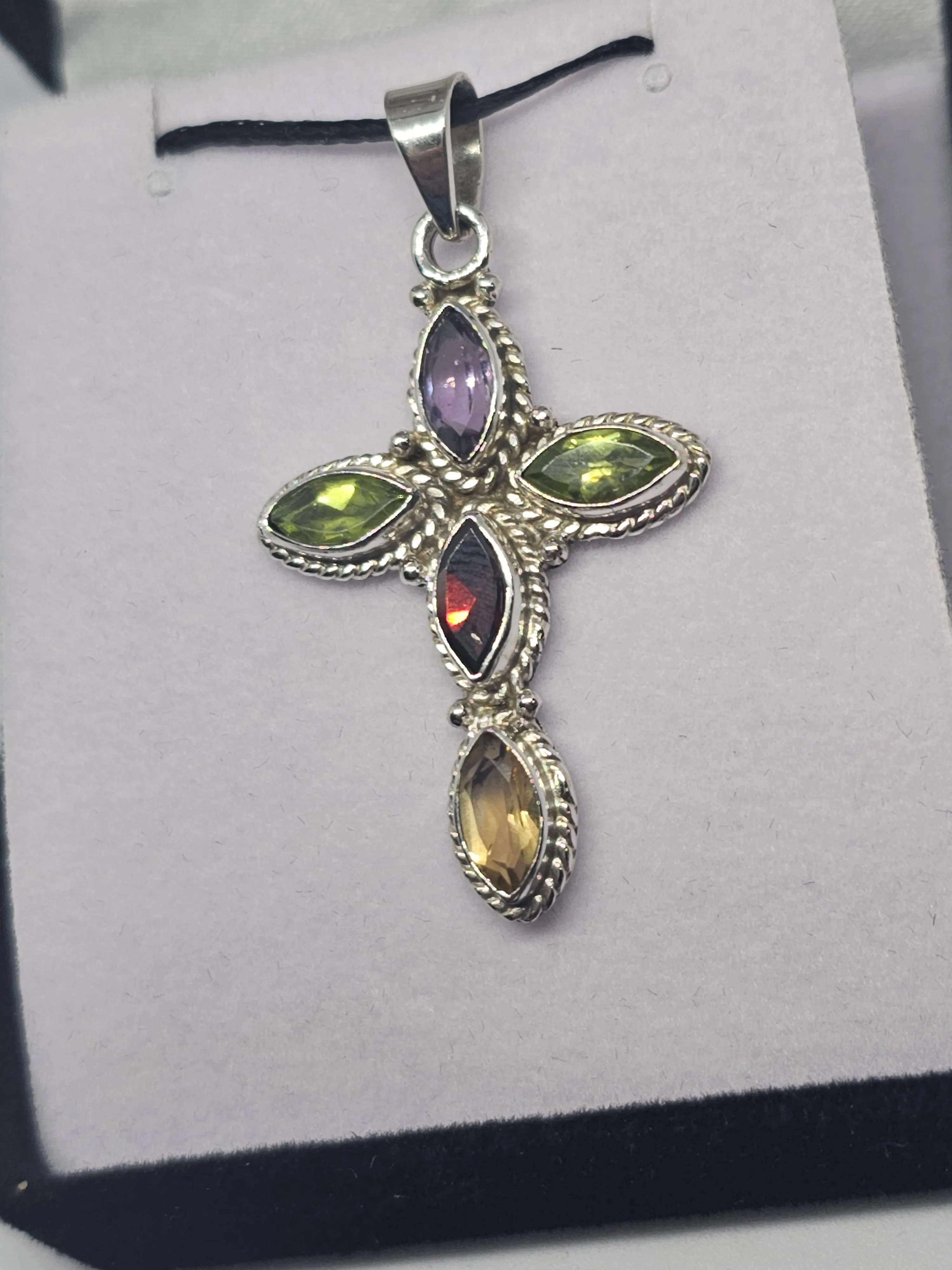 Multi Crystal Cross Pendant
