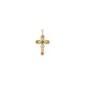 Multi-Gemstone Vintage Cross Pendant