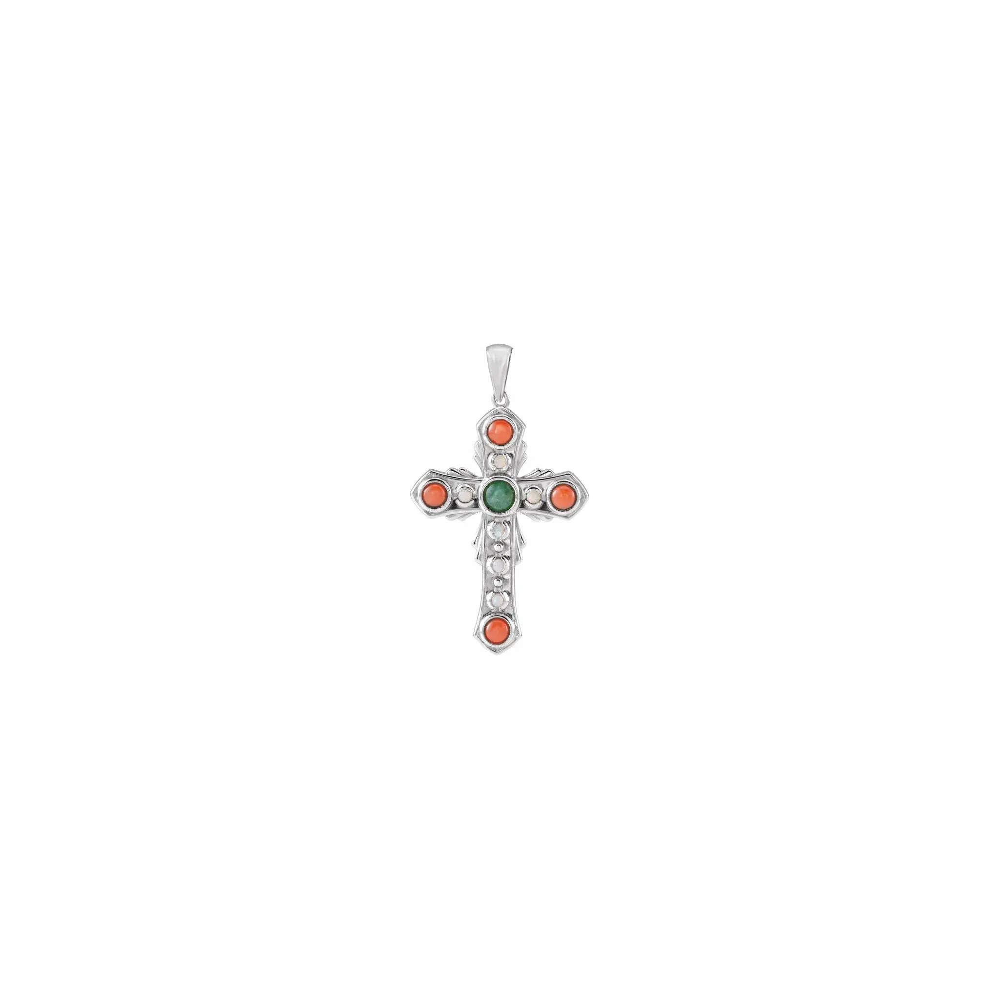Multi-Gemstone Vintage Cross Pendant