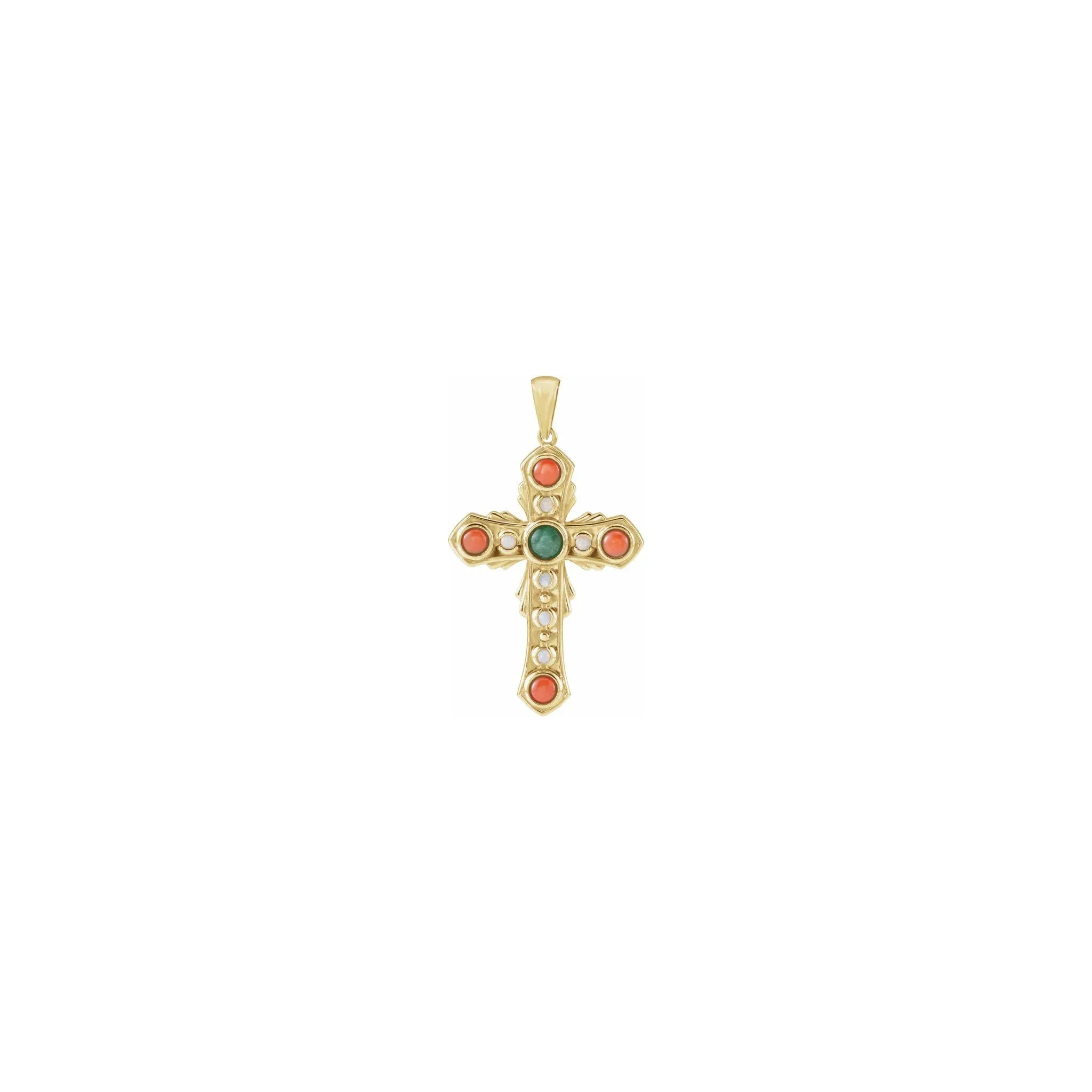 Multi-Gemstone Vintage Cross Pendant