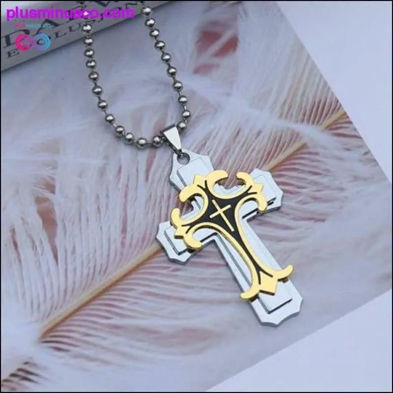 Multi-layer Jesus Cross Pendant Stainless Steel Necklace  For Men,