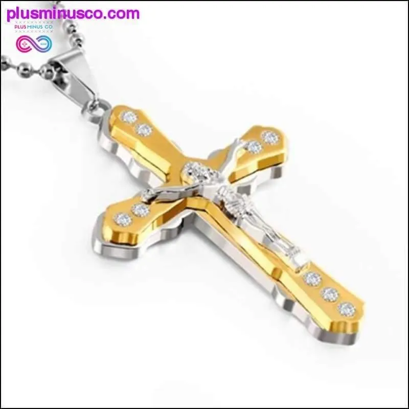 Multi-layer Jesus Cross Pendant Stainless Steel Necklace  For Men,