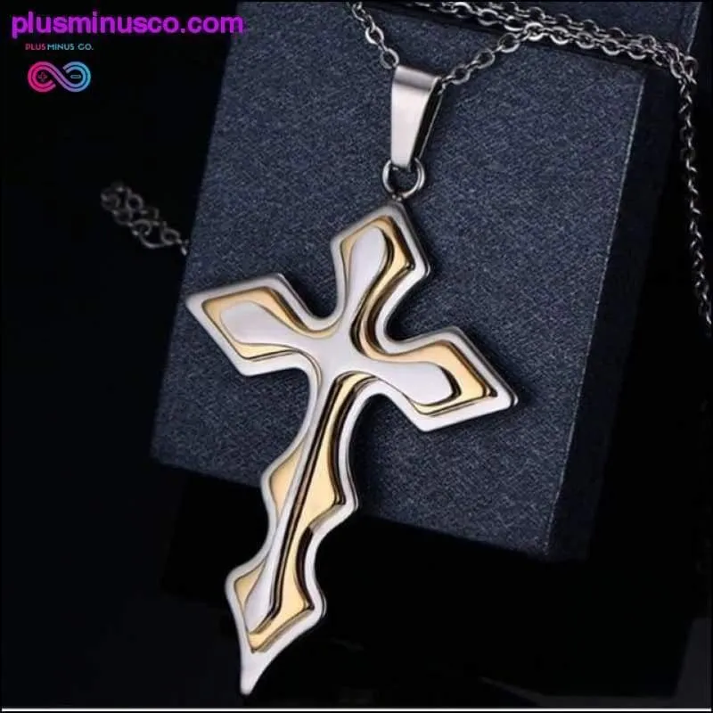 Multi-layer Jesus Cross Pendant Stainless Steel Necklace  For Men,