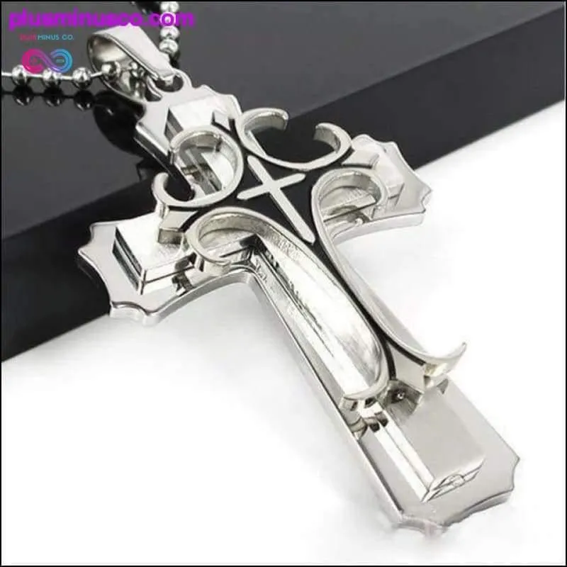 Multi-layer Jesus Cross Pendant Stainless Steel Necklace  For Men,