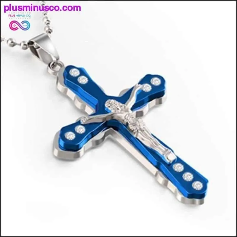 Multi-layer Jesus Cross Pendant Stainless Steel Necklace  For Men,