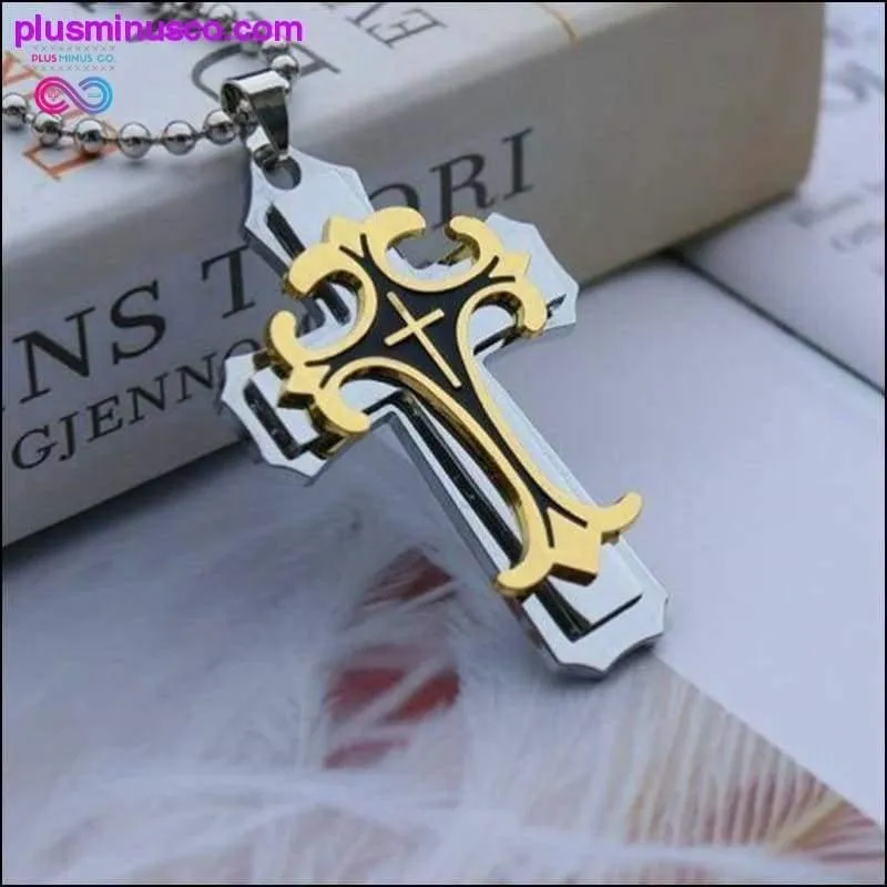 Multi-layer Jesus Cross Pendant Stainless Steel Necklace  For Men,