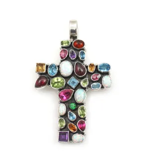 Multi Stone Cross Pendant