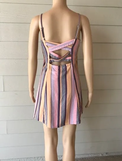 Multi Stripe Button Cami Dress