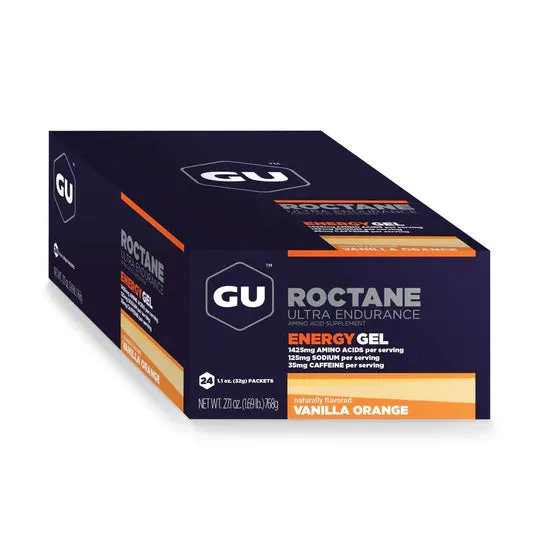 NEW Retails $93 Vanilla Orange GU ROCTANE GEL, high performance gel you can use in training and racing. Includes 24 Sachets! BB 09/24