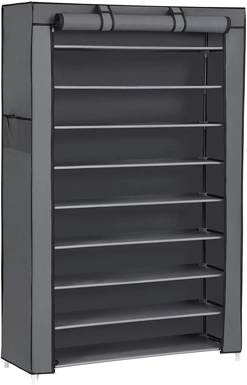 New SONGMICS 10-Tier Shoe Rack, Non-Woven Shoe Organizer with Dustproof Cover, Grey