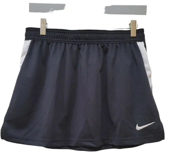 Nike Women's Dri-Fit Technology Lacrosse Black with White Stripe Tennis Skirt, M