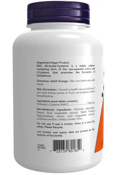 Now NAC (N-Acetyl Cysteine) 1,000 mg 120 Tablets