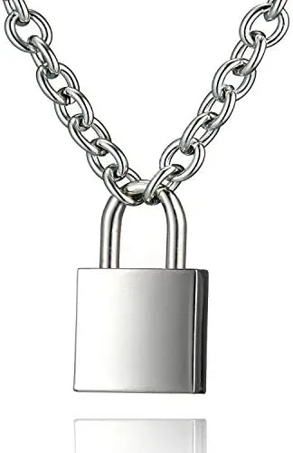 Padlock Necklace Stainless Steel Lock Chain