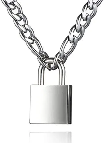Padlock Necklace Stainless Steel Lock Chain
