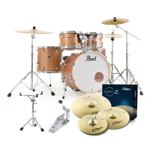 Pearl Export 22" EXX Fusion Plus Drum Kit Package with Zildjian Cymbals & Hardware - Aztec Gold
