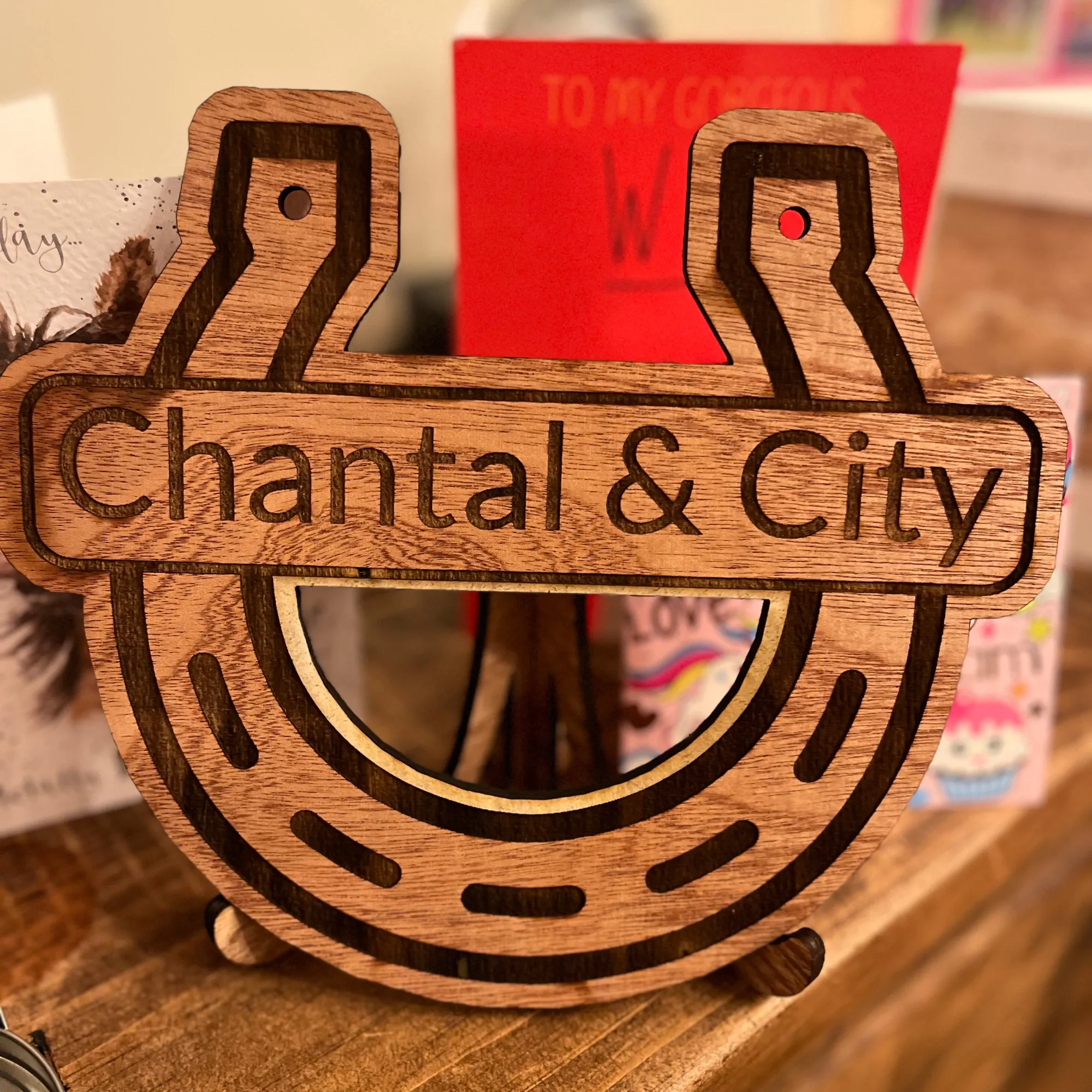 Personalised Wood Horse Shoe & Name Plate