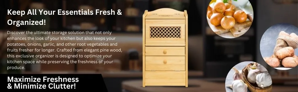 POGABOX™ Classic Potato, Onion, Garlic, Vegetable Storage Bin for Kitchen Organization| Mountable on Wall Floor or Pantry - PINE PASTRY