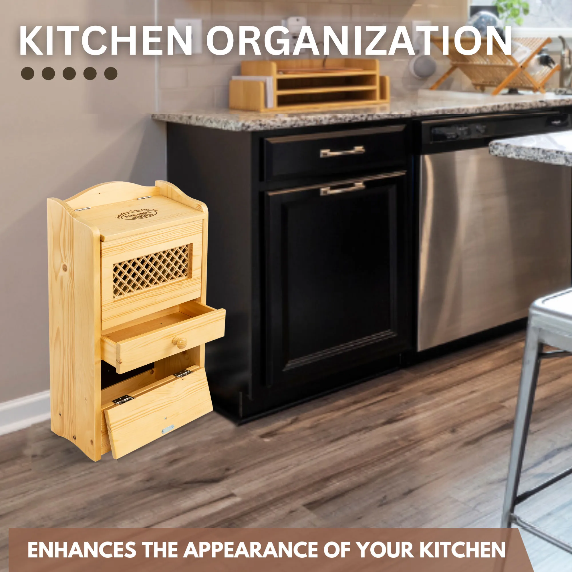 POGABOX™ Classic Potato, Onion, Garlic, Vegetable Storage Bin for Kitchen Organization| Mountable on Wall Floor or Pantry - PINE PASTRY