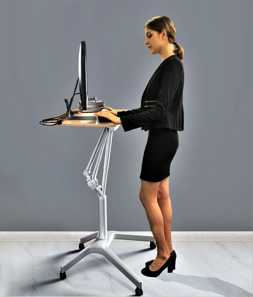 Portable Home Office Study Desk with Wheels   Phone Tablet Slot Holder   Adjustable Height   1 Week Warranty