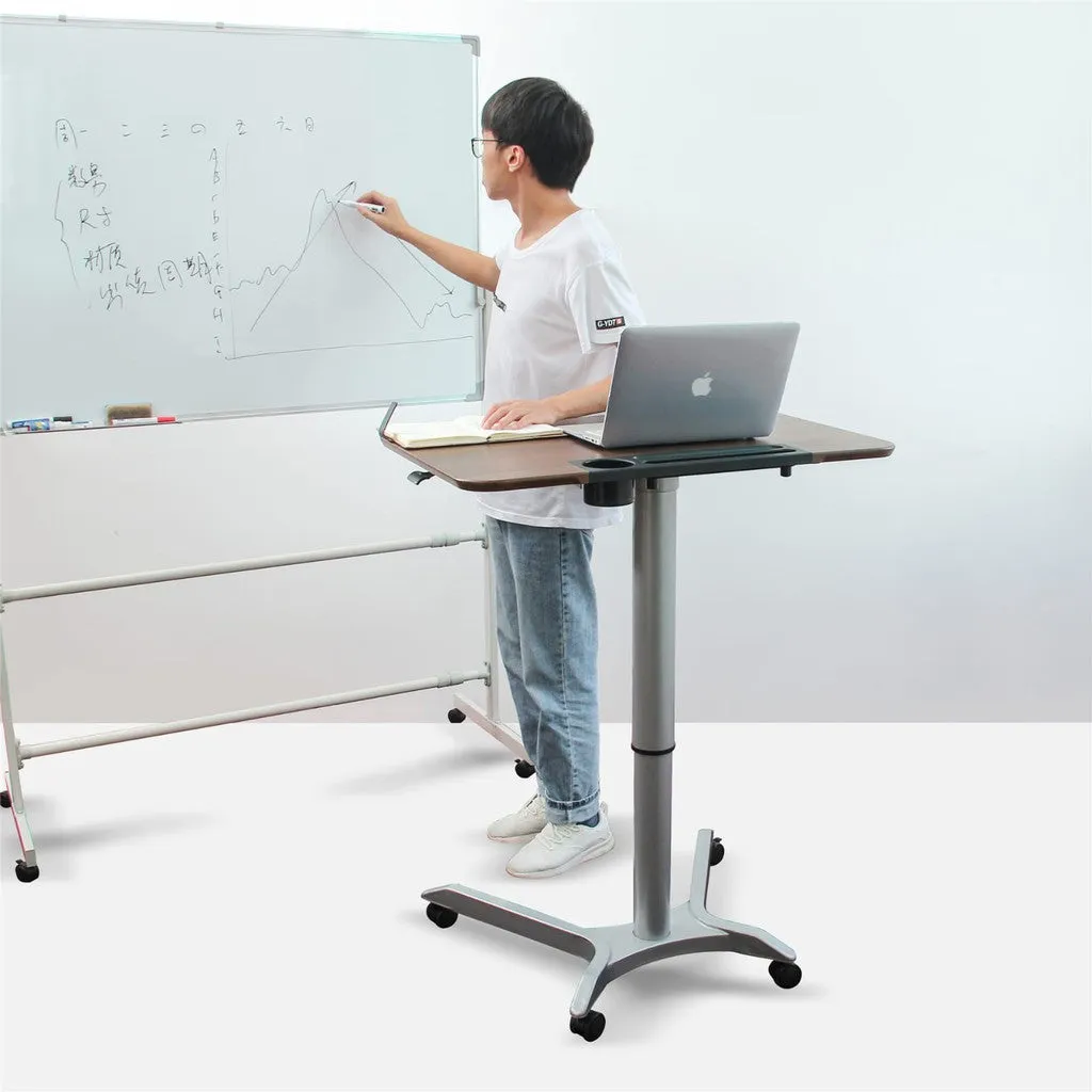 Portable Home Office Study Desk with Wheels   Phone Tablet Slot Holder   Adjustable Height   1 Week Warranty