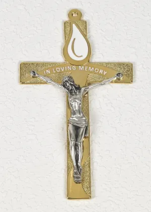 "In Loving Memory" Gold Tone Memorial Cross - 5-1/2 inch