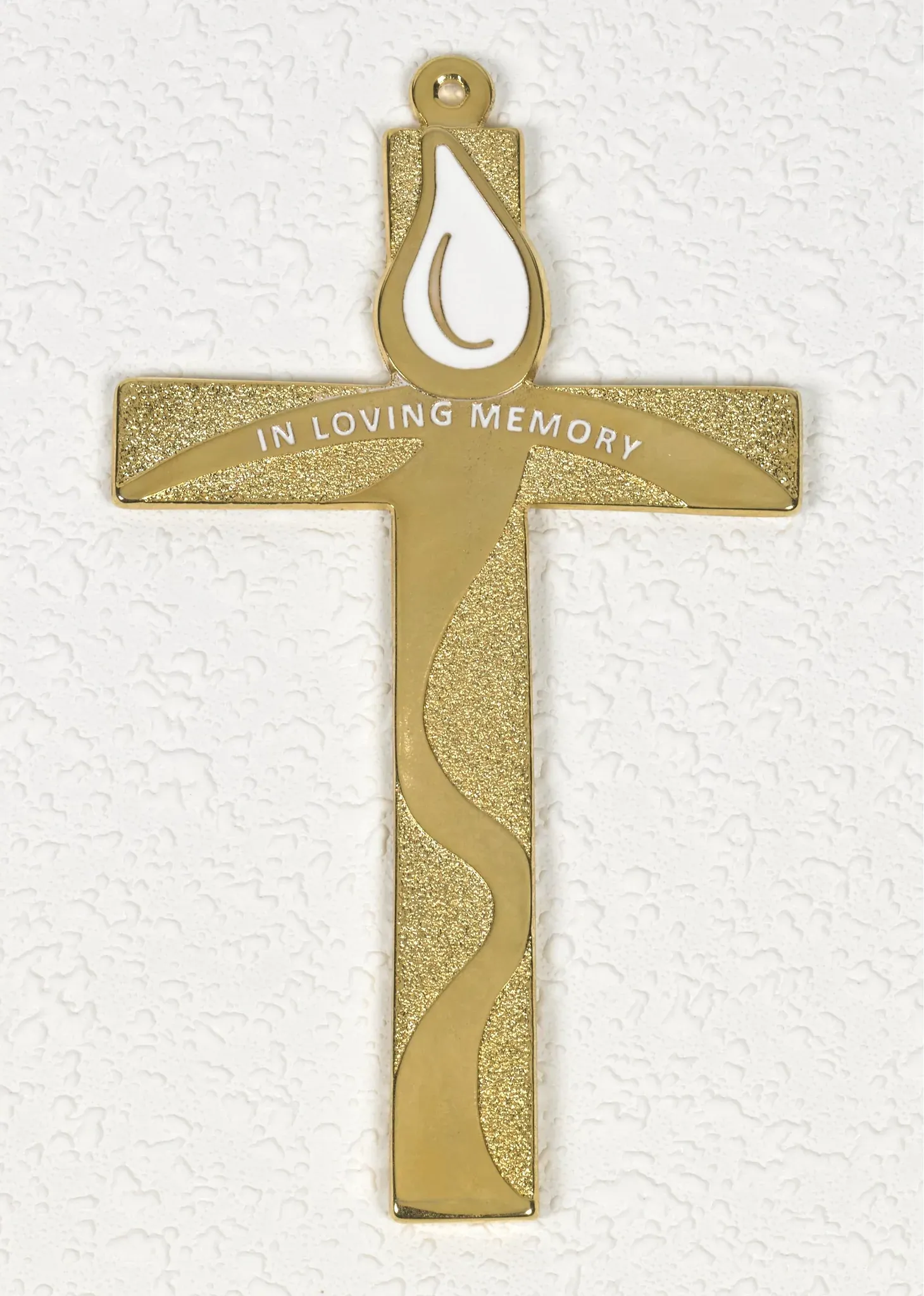 "In Loving Memory" Gold Tone Memorial Cross - 5-1/2 inch