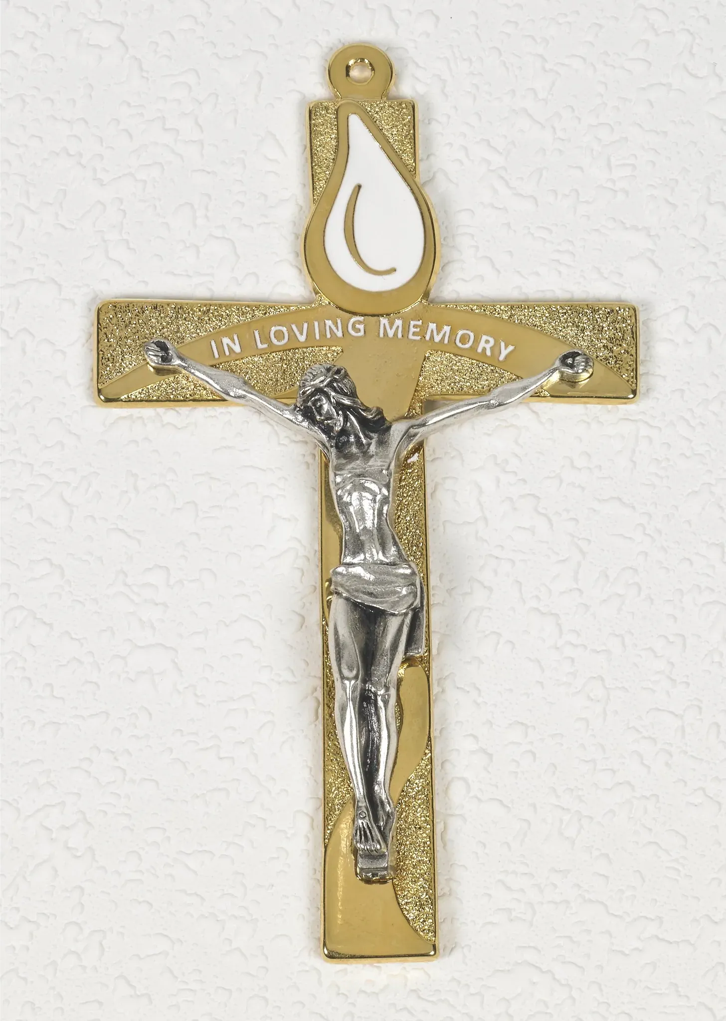 "In Loving Memory" Gold Tone Memorial Cross - 5-1/2 inch