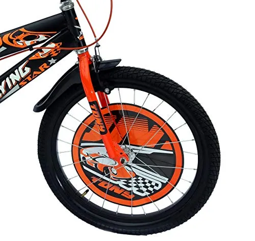 RAW BICYCLES 20T Sports BMX Single Speed 14 Inches Steel Frame Road Bike Kids Bicycle/Cycle for 7 to 10 Years Boys & Girls Semi Assembled Tyre and Tube with Training Wheels (Orange)