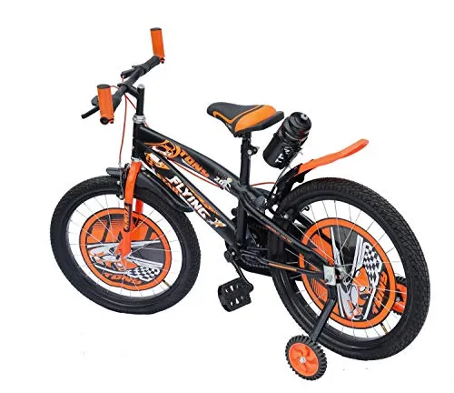 RAW BICYCLES 20T Sports BMX Single Speed 14 Inches Steel Frame Road Bike Kids Bicycle/Cycle for 7 to 10 Years Boys & Girls Semi Assembled Tyre and Tube with Training Wheels (Orange)