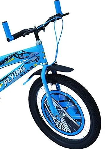 RAW BICYCLES 20T Sports BMX Single Speed Kids Bicycle with Semi Assembled Tyre and Tube with Training Wheels for 7 to 10 Years Boys & Girls ( FS Sky Blue , 20 Inches )