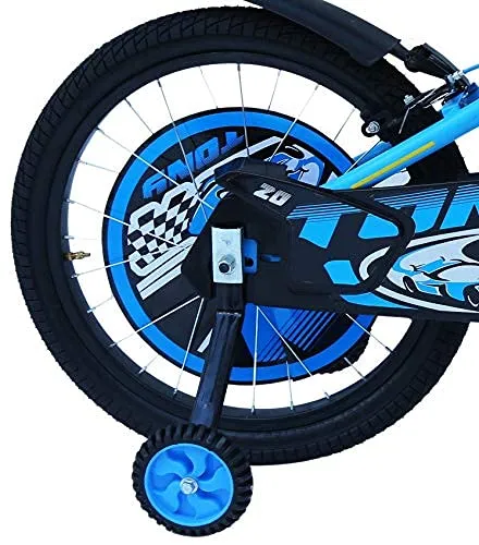 RAW BICYCLES 20T Sports BMX Single Speed Kids Bicycle with Semi Assembled Tyre and Tube with Training Wheels for 7 to 10 Years Boys & Girls ( FS Sky Blue , 20 Inches )