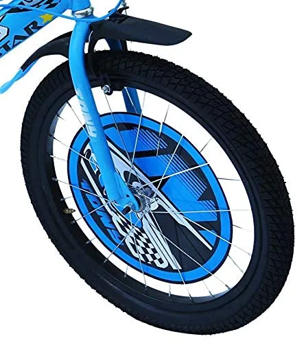 RAW BICYCLES 20T Sports BMX Single Speed Kids Bicycle with Semi Assembled Tyre and Tube with Training Wheels for 7 to 10 Years Boys & Girls ( FS Sky Blue , 20 Inches )
