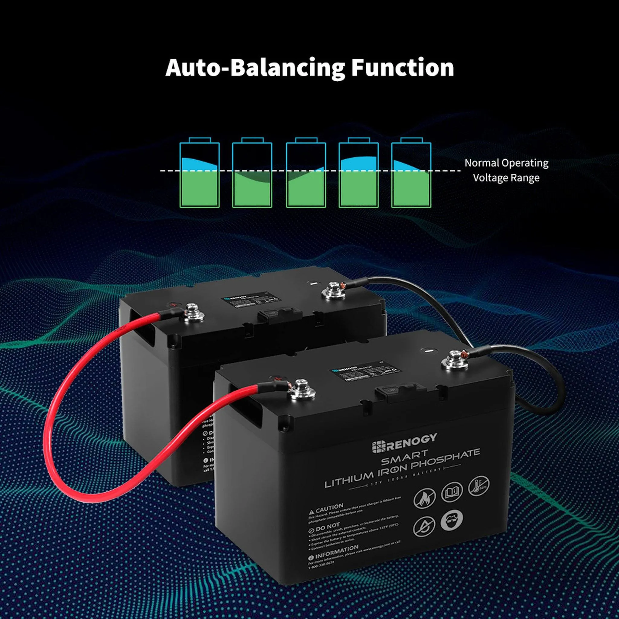 Renogy 12V 100Ah Smart Lithium Iron Phosphate Battery