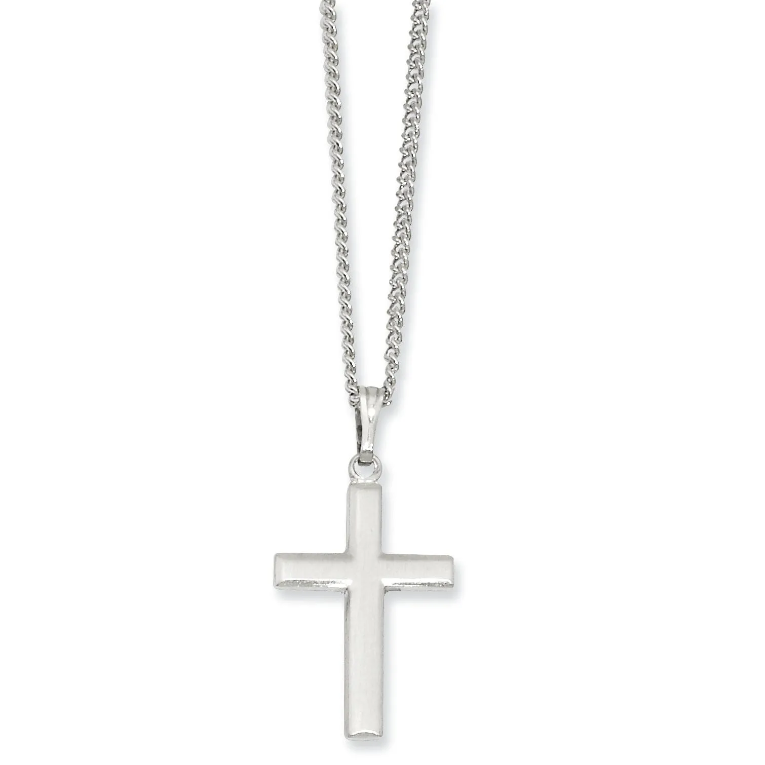 Rhodium Plated Medium Cross Necklace