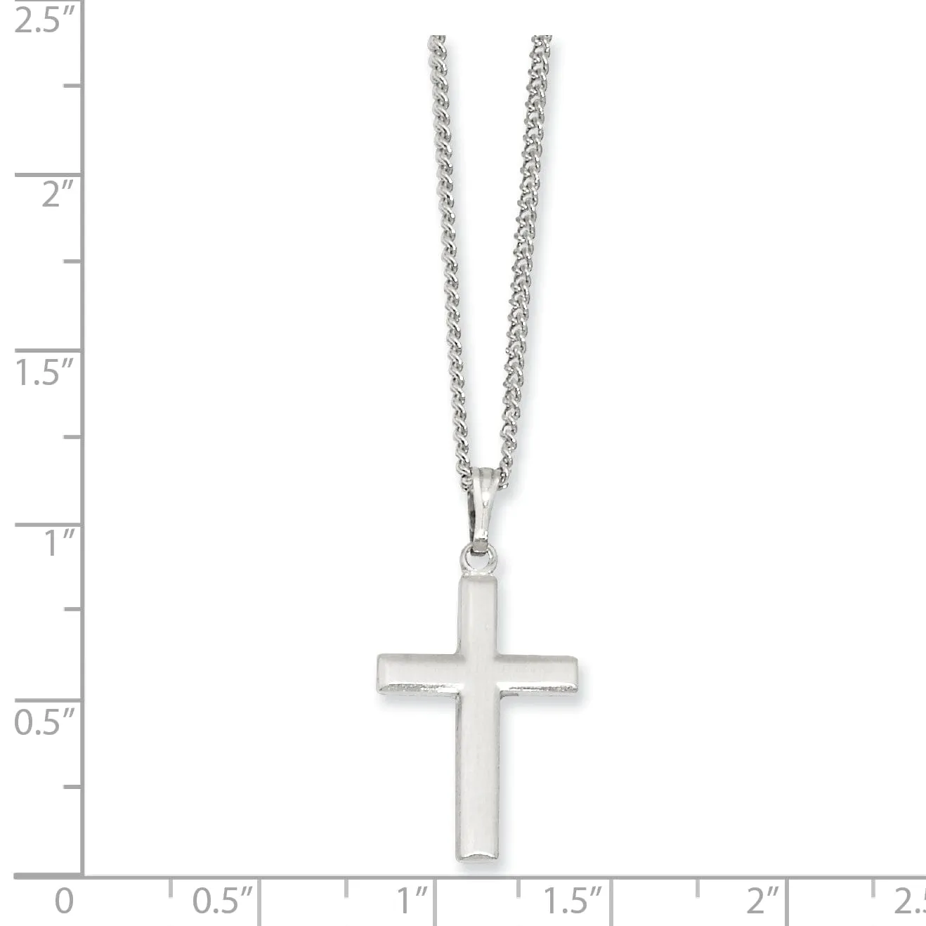 Rhodium Plated Medium Cross Necklace