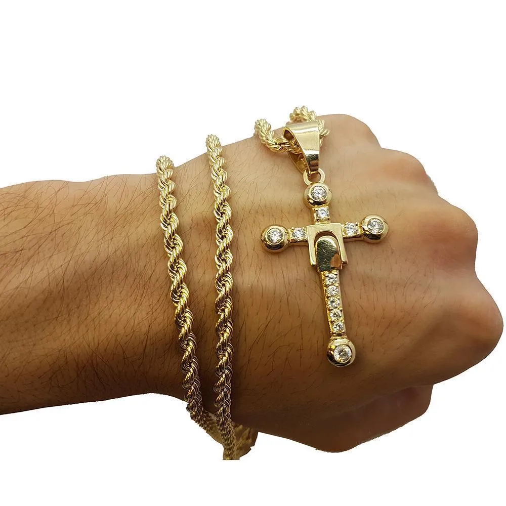 Rope Chain 4.0MM 10K With Cross OR 10K MNG-014