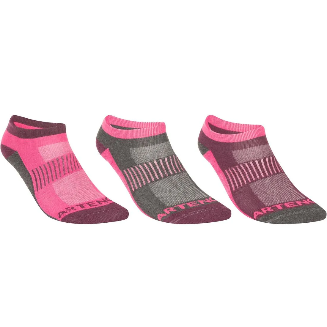 RS 500 Adult Low Sports Socks Tri-Pack - Pink/Black