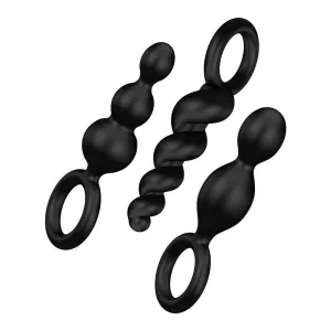 Satisfyer Plugs - Black - Butt Plugs Prostate Massage Silicone Anal Prober Beads