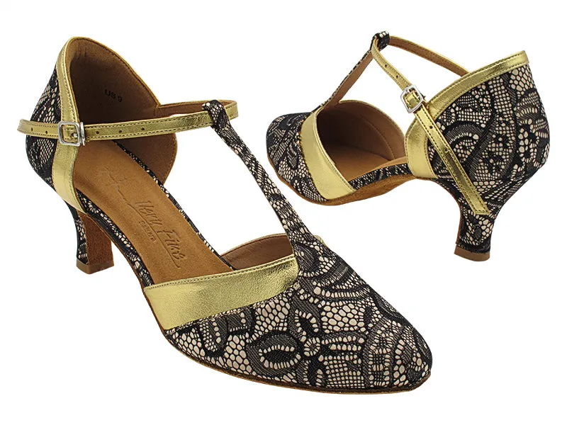 SERA3551 258 Flesh Black Lace & 062 Gold Leather Trim