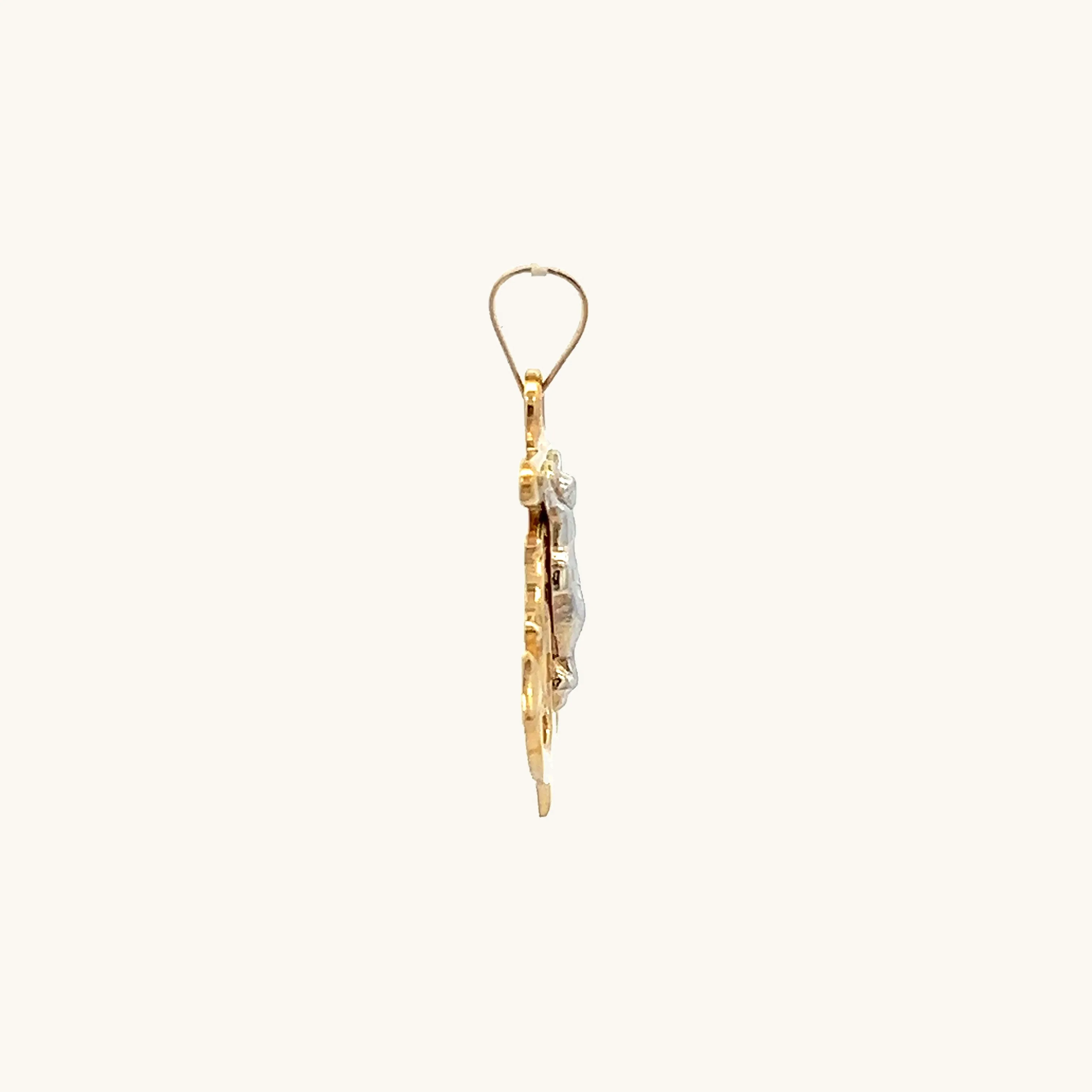 SOLID 14K TWO-TONE GOLD MARINERS CRUCIFIX ANCHOR CHARM PENDANT