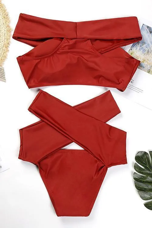 Solid Cross Bikini Set