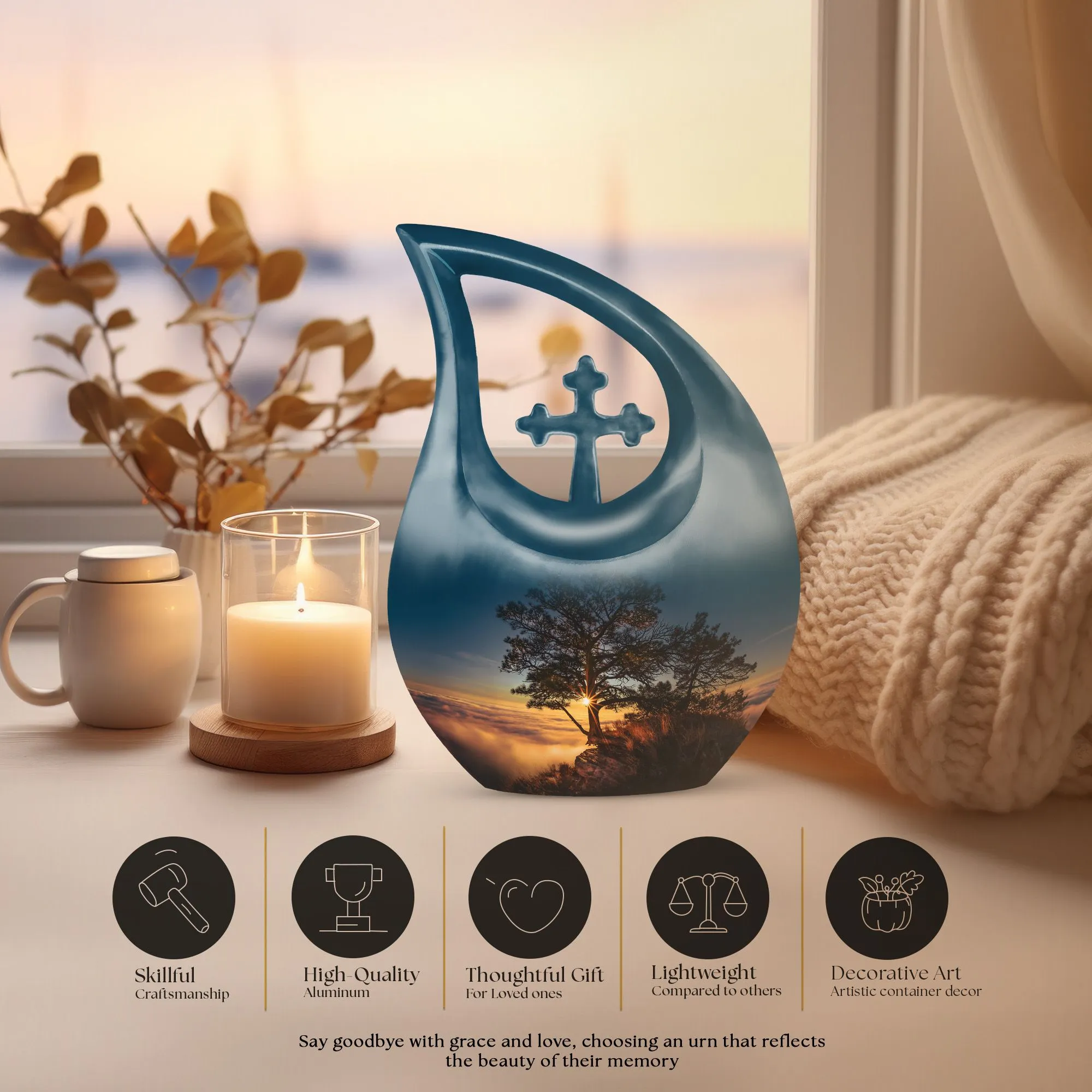 Sunset Urn: Personalized Small Urn For Human ashes