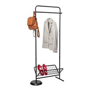 Swivel Coat Rack Valet With Basket, Black