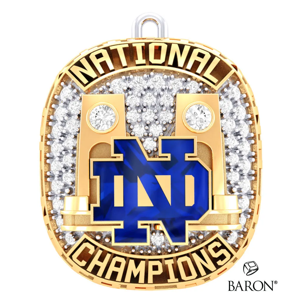 The University of Notre Dame Men's Lacrosse Parents 2024 Championship Ring Top Pendant - Design 1.10