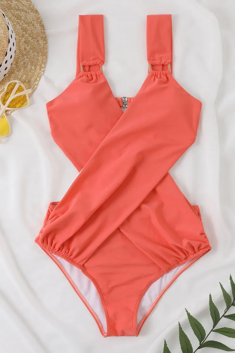 Thin hollow cross swimsuit
