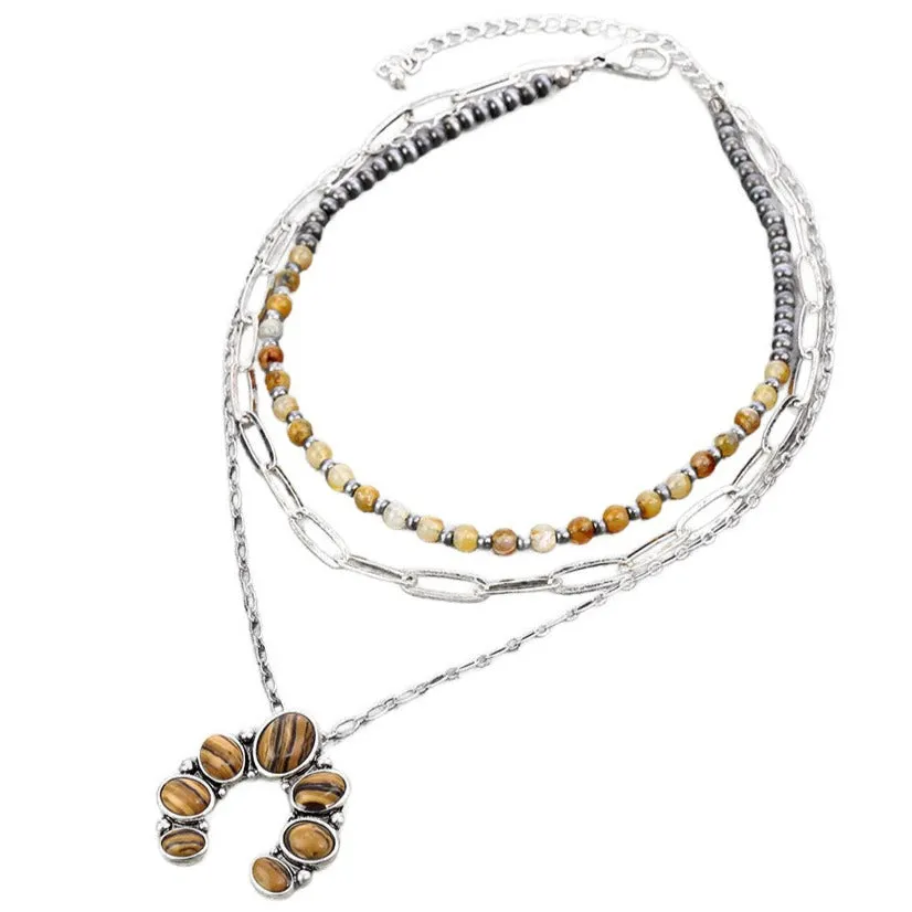 TRIPLE CROWN NECKLACE - BROWN