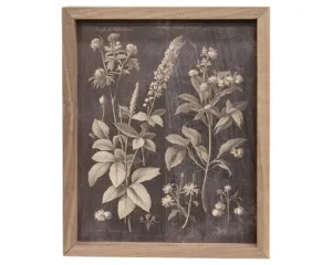 Vintage style framed neutral floral artwork