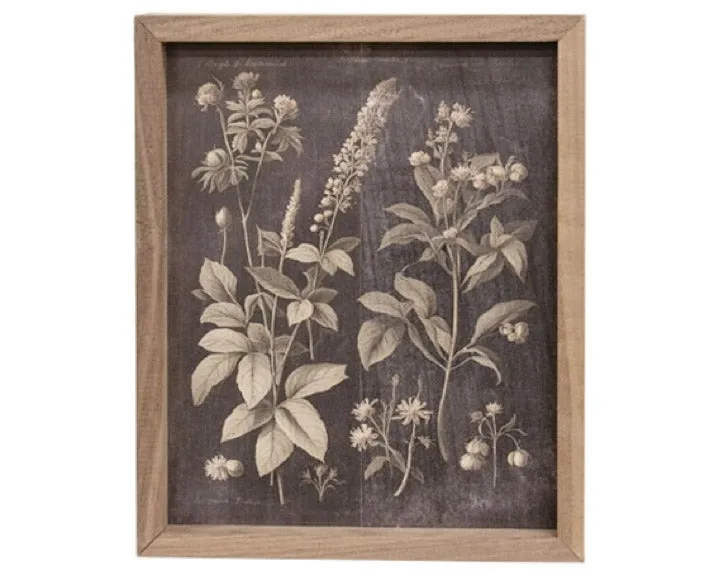 Vintage style framed neutral floral artwork