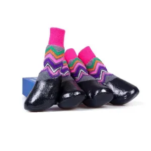 Waterproof Rubber Pink/ Purple Chevron Dog Pet Socks