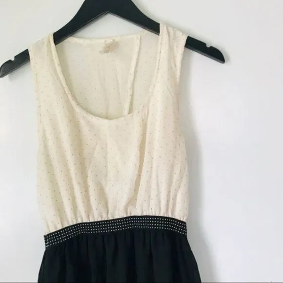 White and Black Contrast High Low Dress